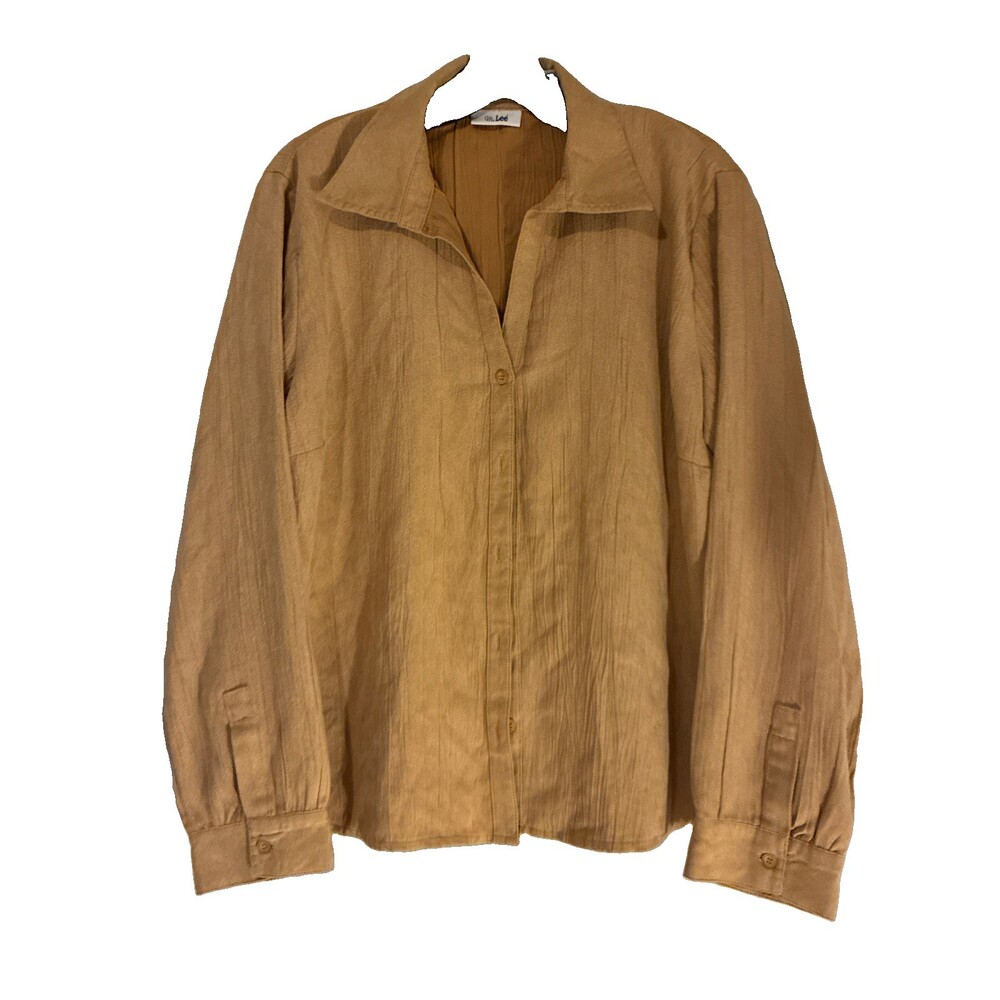 light brown Lee brand button-up crinkle-textured shir